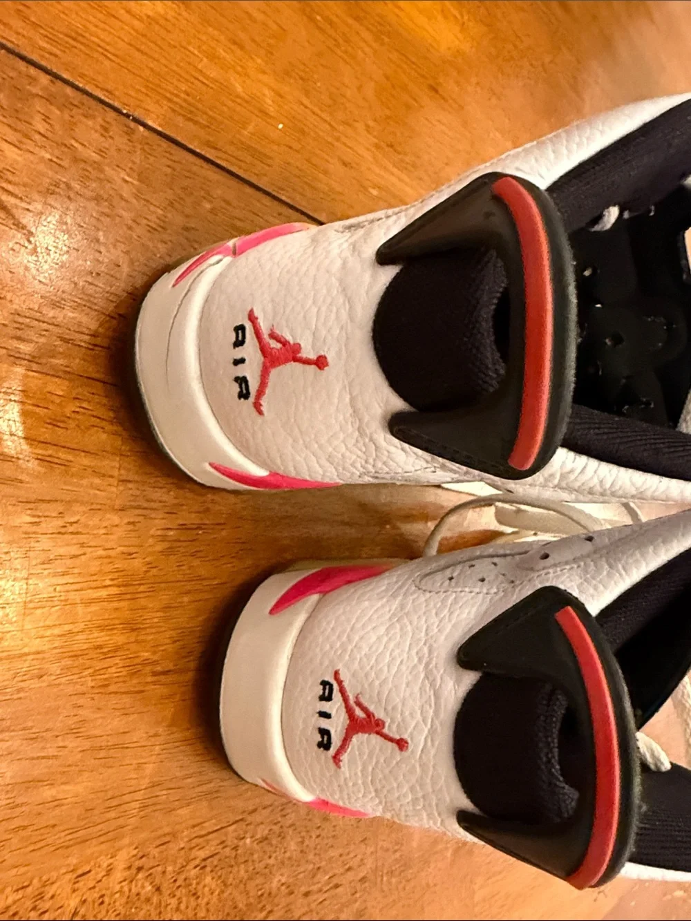 Jordan Kids White Sneakers with Rainbow Gradient Accents 5Y